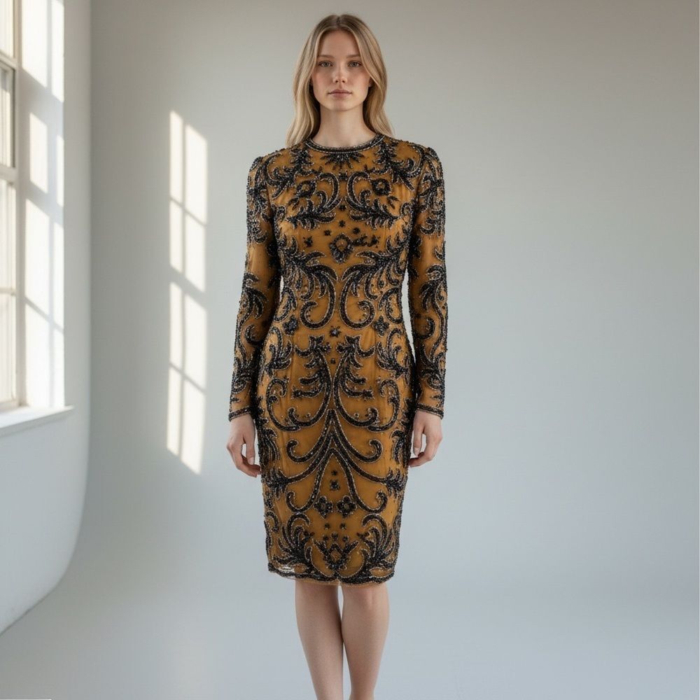 Vintage Niteline Silk Beaded and Sequin Dress